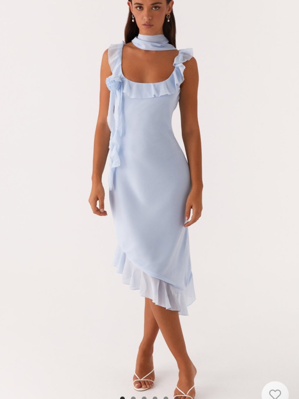 NEW Fariday Midi Dress - Blue Ruffled with rose and scarf Peppermayo